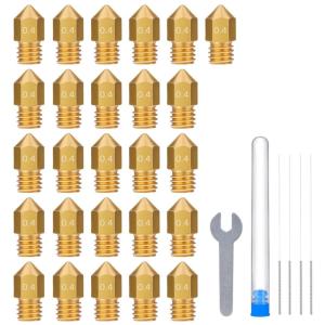 imageELEGOO 5pcs Harden Steel Nozzles MK8 Extruder Nozzles 04mm06mm08mm Multi Sizes WearResistant 3D Printer Nozzles with DIY Tools Compatible with Neptune 3 Series and MoreBrass 04mm