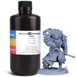 imageELEGOO ABSLike 3D Printer Resin 405nm UV Curing Photopolymer Resina for Mars Saturn Jupiter MSLA DLP LCD Impresora with High Tenacity Grey 1000gGrey 20