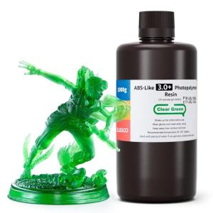 imageELEGOO ABSLike Resin 30 Resin for 3D Printer with Higher HeatResistance Low Viscosity High Precision Fast Curing and High Toughness Compatibale for LCDDLPMSLA 3D Printers Black 1000gTransparent Green