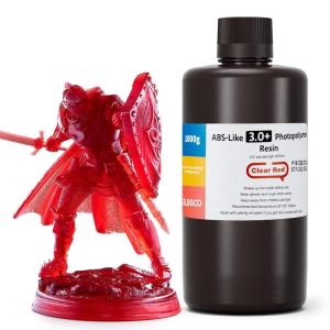 imageELEGOO ABSLike Resin 30 Resin for 3D Printer with Higher HeatResistance Low Viscosity High Precision Fast Curing and High Toughness Compatibale for LCDDLPMSLA 3D Printers Black 1000gTransparent Red