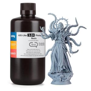 imageELEGOO ABSLike Resin 30 Upgraded 3D Printer Photopolymer Resin Higher HeatResistance Fast Curing High Precision NonBrittle Black 2000gGrey
