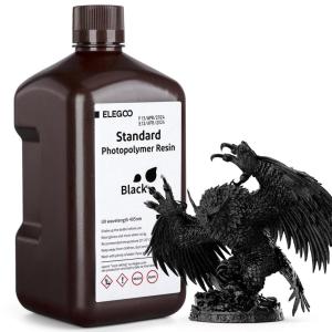 imageELEGOO Standard 3D Printer Resin 405nm Photopolymer Resin LCD UVCuring Resin for Mars Saturn Jupiter MSLA DLP LCD 3D Printing Pure Black 2000g