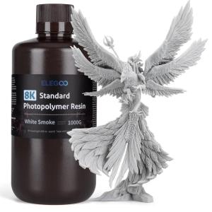 imageELEGOO Standard Photopolymer Resin LCD UVCuring Resin 405nm 3D Printer Resin for Mars Saturn Jupiter MSLA DLP LCD 3D Printing Beige 1000gWhite Smoke 8K