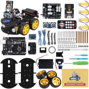 imageELEGOO UNO R3 Smart Robot Car Kit V4 for Arduino Robotics for Kids Ages 812 1216 STEM Science Kits Coding Gifts for 8 9 10 11 12 13 14 15 16 Year Old Boys Girls Teens Cool Engineering Building Toys