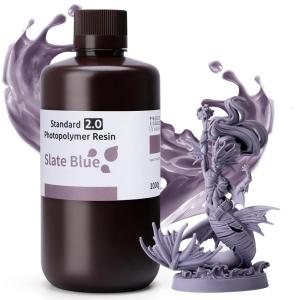 imageELEGOO Upgraded Standard Resin 20 Resin for 3D Printer with High Precision Low Odor Higher Toughness 405nm UV Curing Photopolymer Resin for Mars Saturn MSLA DLP LCD 3D Printing Orchid 1000gSlate Blue 20