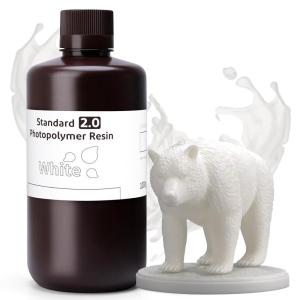 imageELEGOO Upgraded Standard Resin 20 Resin for 3D Printer with High Precision Low Odor Higher Toughness 405nm UV Curing Photopolymer Resin for Mars Saturn MSLA DLP LCD 3D Printing Orchid 1000gWhite 20