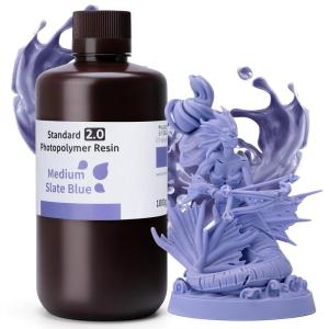 imageELEGOO Upgraded Standard Resin 20 Resin for 3D Printer with High Precision Low Odor Higher Toughness 405nm UV Curing Photopolymer Resin for Mars Saturn MSLA DLP LCD 3D Printing Orchid 1000gMedium Slate Blue 20