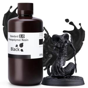 imageELEGOO Upgraded Standard Resin 20 Resin for 3D Printer with High Precision Low Odor Higher Toughness 405nm UV Curing Photopolymer Resin for Mars Saturn MSLA DLP LCD 3D Printing Orchid 1000gBlack 20