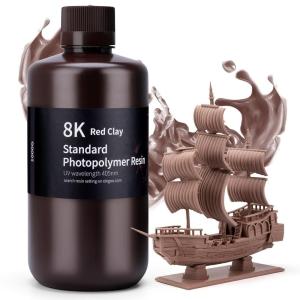 imageELEGOO Upgraded Standard Resin 20 Resin for 3D Printer with High Precision Low Odor Higher Toughness 405nm UV Curing Photopolymer Resin for Mars Saturn MSLA DLP LCD 3D Printing Orchid 1000g8K Red Clay
