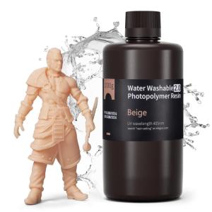 imageELEGOO Water Washable 3D Printer Resin 20 405nm UVCuring 3D Resin with Lower Viscosity Higher Toughness Compatible with Saturn Mars Jupiter MSLA DLP LCD 3D Printers Beige 2000gBeige