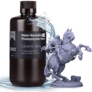 imageELEGOO Water Washable 3D Printer Resin 20 Fast Curing Photopolymer Resin for Mars Saturn Jupiter MSLA DLP LCD 3D Printing 385405nm UV Curing 3D Printing Liquid Ceramic Grey 1000gCeramic Grey