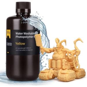 imageELEGOO Water Washable 3D Printer Resin 20 Fast Curing Photopolymer Resin for Mars Saturn Jupiter MSLA DLP LCD 3D Printing 385405nm UV Curing 3D Printing Liquid Yellow 1000gYellow