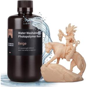 imageELEGOO Water Washable 3D Printer Resin 20 Fast Curing Photopolymer Resin for Mars Saturn Jupiter MSLA DLP LCD 3D Printing 385405nm UV Curing 3D Printing Liquid Yellow 1000gBeige