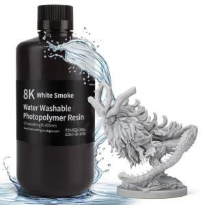 imageELEGOO Water Washable 3D Printer Resin LCD UVCuring Resin 405nm Standard Photopolymer Resin for Mars Saturn Jupiter MSLA DLP LCD 3D Printing3000Gram Ceramic GreyWhite Smoke