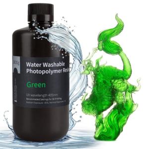 imageELEGOO Water Washable 3D Printer Resin LCD UVCuring Resin 405nm Standard Photopolymer Resin for Mars Saturn Jupiter MSLA DLP LCD 3D Printing3000Gram Ceramic GreyClear Green