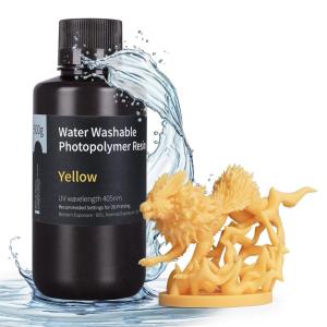 imageELEGOO Water Washable 3D Printer Resin LCD UVCuring Resin 405nm Standard Photopolymer Resin for Mars Saturn Jupiter MSLA DLP LCD 3D Printing3000Gram Ceramic GreyYellow