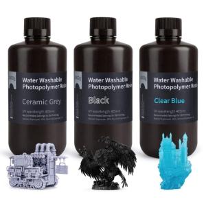 imageELEGOO Water Washable 3D Printer Resin LCD UVCuring Resin 405nm Standard Photopolymer Resin for Mars Saturn Jupiter MSLA DLP LCD 3D Printing3000Gram Ceramic GreyMulticolored