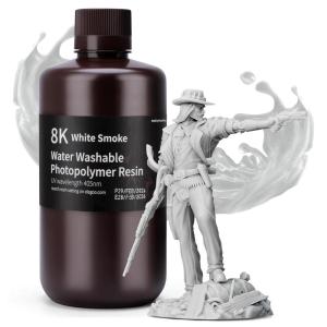 imageELEGOO Water Washable 3D Printer Resin Rapid Precise Printing Resin 405nm Curing Resin for LCD 3D Printer Grey 1000g8K White Smoke