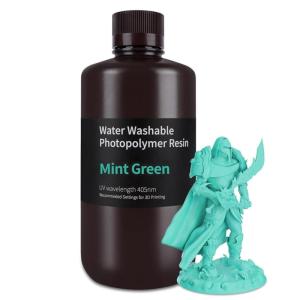 imageELEGOO Water Washable 3D Printer Resin Rapid Precise Printing Resin 405nm Curing Resin for LCD 3D Printer Grey 1000gMint Green