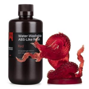 imageELEGOO Water Washable ABSLike 3D Printer Resin High Durability and Toughness Low Odor Wide Compatibility for Mars Saturn Jupiter MSLA DLP LCD 3D Printing Yellow 1000gClear Red