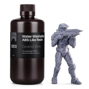 imageELEGOO Water Washable ABSLike 3D Printer Resin High Durability and Toughness Low Odor Wide Compatibility for Mars Saturn Jupiter MSLA DLP LCD 3D Printing Yellow 1000gCeramic Grey