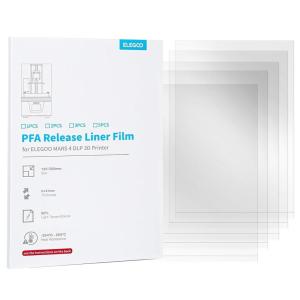 imageELEGOO 5PCS PFA Release Liner Film for Mars 3 and Mars 3 Pro 146x195mm with 0127mm Thickness and Stronger Release FunctionalityCompatible with Mono 2Mars 4 DLP5PCS