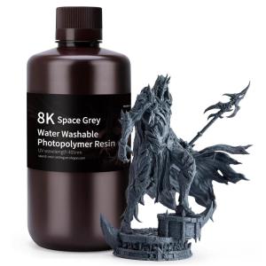 imageELEGOO 8K Water Washable 3D Printer Resin Low Odor High Precision 405nm Rapid UV Curing Photopolymer Resin for Mars Saturn Jupiter LCD DLP MSLA 3D Printers Space Grey 1000g8K Space Grey