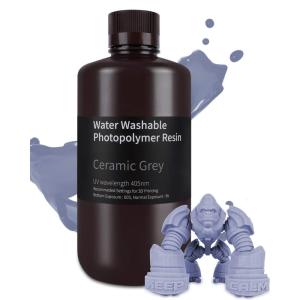 imageELEGOO 8K Water Washable 3D Printer Resin Low Odor High Precision 405nm Rapid UV Curing Photopolymer Resin for Mars Saturn Jupiter LCD DLP MSLA 3D Printers Space Grey 1000gCeramic Grey