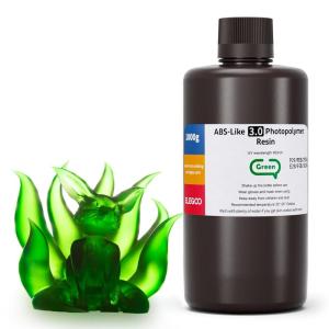 imageELEGOO ABSLike 30 3D Printer Resin Upgraded ABSLike Resin with High Precision Toughness Lower Shrinkage and Viscosity 405nm Fast UVCuring 3D Resin for MSLALCDDLP 3D Printer Beige 1000gClear Green