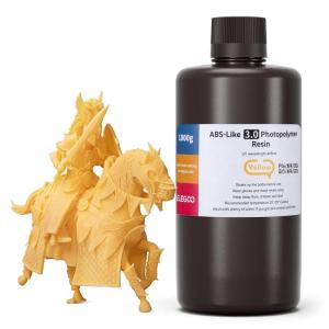 imageELEGOO ABSLike 30 3D Printer Resin Upgraded ABSLike Resin with High Precision Toughness Lower Shrinkage and Viscosity 405nm Fast UVCuring 3D Resin for MSLALCDDLP 3D Printer Beige 1000gYellow
