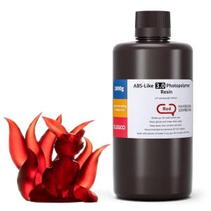 imageELEGOO ABSLike 30 3D Printer Resin Upgraded ABSLike Resin with High Precision Toughness Lower Shrinkage and Viscosity 405nm Fast UVCuring 3D Resin for MSLALCDDLP 3D Printer Beige 1000gClear Red