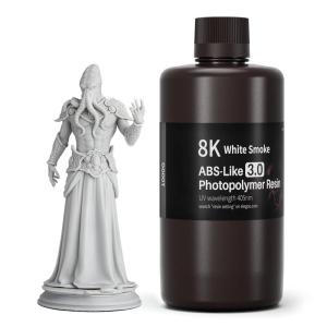 imageELEGOO ABSLike 30 3D Printer Resin Upgraded ABSLike Resin with High Precision Toughness Lower Shrinkage and Viscosity 405nm Fast UVCuring 3D Resin for MSLALCDDLP 3D Printer Beige 1000gWhite Smoke