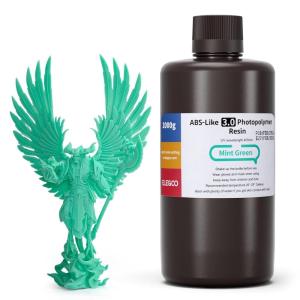 imageELEGOO ABSLike 30 3D Printer Resin Upgraded ABSLike Resin with High Precision Toughness Lower Shrinkage and Viscosity 405nm Fast UVCuring 3D Resin for MSLALCDDLP 3D Printer Beige 1000gMint Green
