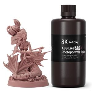 imageELEGOO ABSLike 30 3D Printer Resin Upgraded ABSLike Resin with High Precision Toughness Lower Shrinkage and Viscosity 405nm Fast UVCuring 3D Resin for MSLALCDDLP 3D Printer Beige 1000gRed Clay