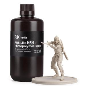 imageELEGOO ABSLike 3D Printer Resin 30 405nm UV Curing Photopolymer Resina for Mars Saturn Jupiter MSLA DLP LCD Impresora with High Strength and Toughness Low Viscosity Translucent 1000gVanilla
