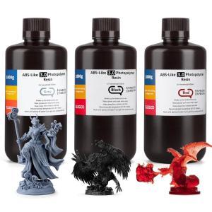 imageELEGOO ABSLike 3D Printer Resin 30 405nm UV Curing Photopolymer Resina for Mars Saturn Jupiter MSLA DLP LCD Impresora with High Strength and Toughness Low Viscosity Translucent 1000gMulticolored