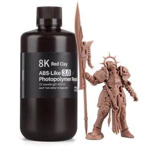 imageELEGOO ABSLike 3D Printer Resin 30 405nm UV Curing Photopolymer Resina for Mars Saturn Jupiter MSLA DLP LCD Impresora with High Strength and Toughness Low Viscosity Translucent 1000gRed Clay