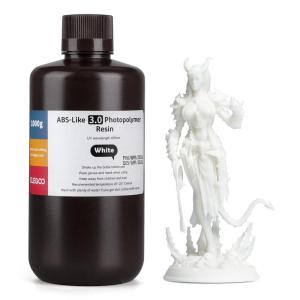 imageELEGOO ABSLike 3D Printer Resin 30 405nm UV Curing Photopolymer Resina for Mars Saturn Jupiter MSLA DLP LCD Impresora with High Strength and Toughness Low Viscosity Translucent 1000gWhite