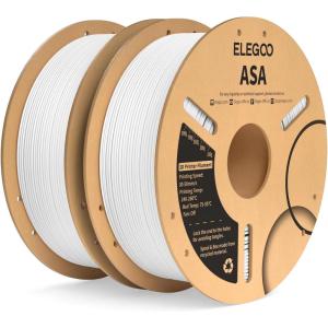 imageELEGOO ASA Filament 175mm White 2KG UV ampamp Weather Resistant 3D Printer Filament Perfect for Outdoor Functional Parts Dimensional Accuracy  002mm 2 Pack 1kg Spool 22lbs2pcs White