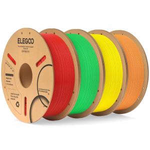 imageELEGOO PLA 3D Printer Filament 175mm Bundle 4KG Dimensional Accuracy  002mm 4 Pack 1kg Cardboard Spool22lbs Fits for Most FDM 3D Printers Black White Dark Blue Red41kgred  Yellow  Orange  Neon Green