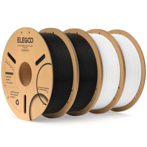 imageELEGOO PLA 3D Printer Filament 175mm Bundle 4KG Dimensional Accuracy  002mm 4 Pack 1kg Cardboard Spool22lbs Fits for Most FDM 3D Printers Black White Dark Blue Red41kgblack  White