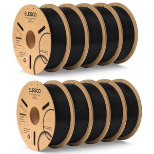 imageELEGOO PLA 3D Printer Filament 175mm Bundle 4KG Dimensional Accuracy  002mm 4 Pack 1kg Cardboard Spool22lbs Fits for Most FDM 3D Printers Black White Dark Blue Red101kg Black