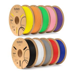 imageELEGOO PLA 3D Printer Filament 175mm Bundle 4KG Dimensional Accuracy  002mm 4 Pack 1kg Cardboard Spool22lbs Fits for Most FDM 3D Printers Black White Dark Blue Red10kg BlackWhiteGrayRedYellowOrangeDark BlueNeon GreenPinkPurple