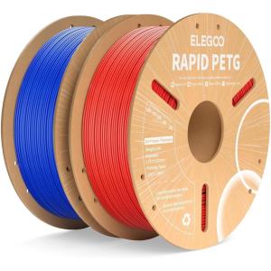 imageELEGOO Rapid PETG Filament 175mm Blue ampamp Red 2KG High Speed 600mms 3D Printer Filament Dimensional Accuracy  002 mm 1kg Cardboard Spool22lbs Fits for Most FDM 3D PrintersBlue  Red