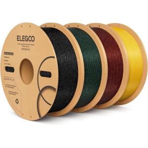 imageELEGOO Silk PLA Filament 175mm Silver Grey 1KG 3D Printer Filament Dimensional Accuracy  002mm 1kg Plastic Spool22lbs 3D Printing Filament Fits for Most FDM 3D Printers4kg Sparkle Bundle