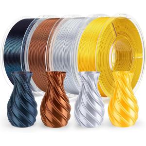 imageELEGOO Silk PLA Filament 175mm Silver Grey 1KG 3D Printer Filament Dimensional Accuracy  002mm 1kg Plastic Spool22lbs 3D Printing Filament Fits for Most FDM 3D Printers250g4 Silk GoldSilver GrayCopperGalaxy Black