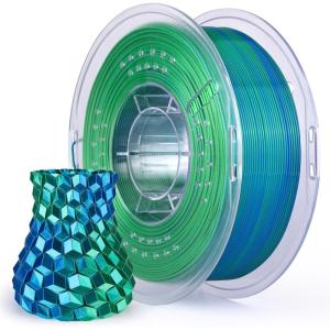 imageELEGOO Silk PLA Filament 175mm Silver Grey 1KG 3D Printer Filament Dimensional Accuracy  002mm 1kg Plastic Spool22lbs 3D Printing Filament Fits for Most FDM 3D PrintersSilk Dual Colors Blue Green
