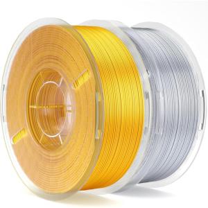 imageELEGOO Silk PLA Filament 175mm Silver Grey 1KG 3D Printer Filament Dimensional Accuracy  002mm 1kg Plastic Spool22lbs 3D Printing Filament Fits for Most FDM 3D Printers2pcs Silk Gold  Silver Gray
