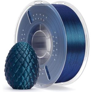 imageELEGOO Silk PLA Filament 175mm Silver Grey 1KG 3D Printer Filament Dimensional Accuracy  002mm 1kg Plastic Spool22lbs 3D Printing Filament Fits for Most FDM 3D PrintersGalaxy Peacock Blue