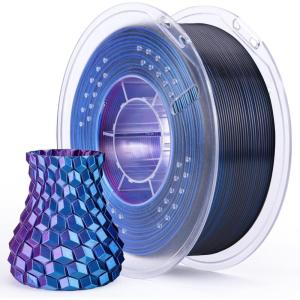 imageELEGOO Silk PLA Filament 175mm Silver Grey 1KG 3D Printer Filament Dimensional Accuracy  002mm 1kg Plastic Spool22lbs 3D Printing Filament Fits for Most FDM 3D PrintersSilk Tri Color Blue Purple Black